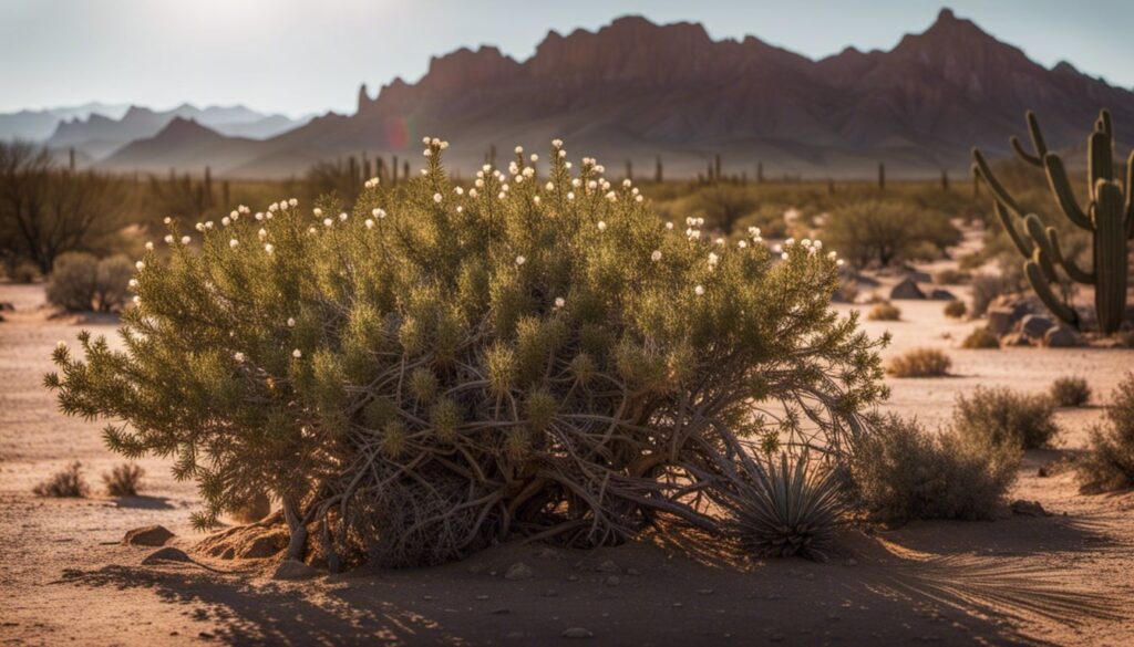 Jojoba plant in a desert.