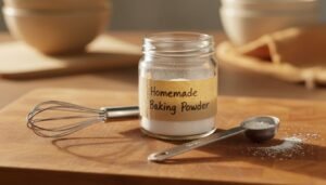 Jar of DIY homemade baking powder.